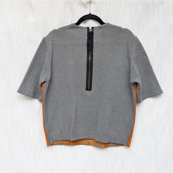 Marni x H&M Orange Patent Leather Cotton Shirt Short Sleeve Top, size 10 - Picture 2 of 8